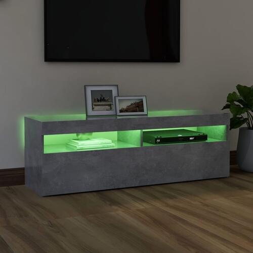 Tv-bord med LED-lys 120x35x40 cm betongrå
