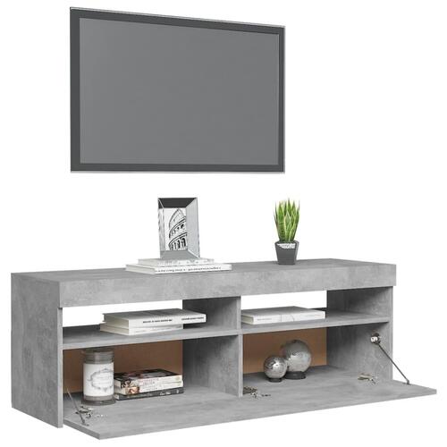 Tv-bord med LED-lys 120x35x40 cm betongrå