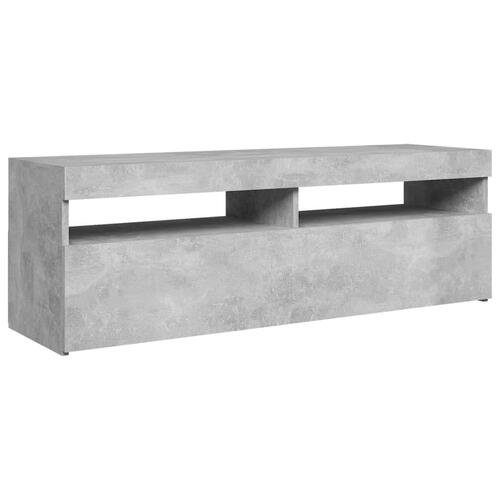 Tv-bord med LED-lys 120x35x40 cm betongrå