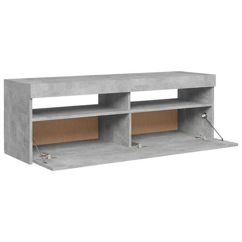 Tv-bord med LED-lys 120x35x40 cm betongrå
