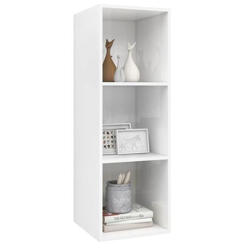 Væghængt tv-skab 37x37x107 cm konstrueret træ hvid højglans