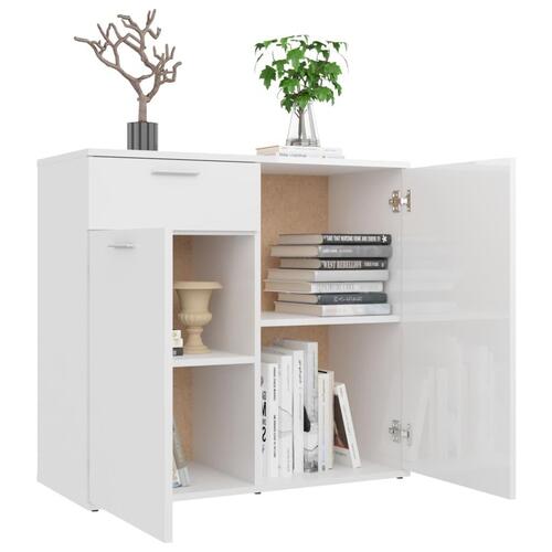 Skænk 80x36x75 cm konstrueret træ hvid højglans