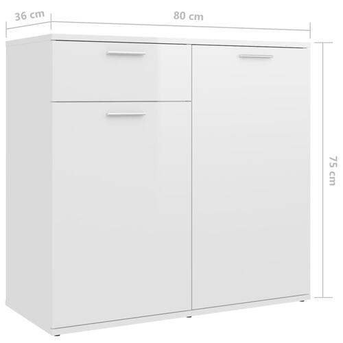 Skænk 80x36x75 cm konstrueret træ hvid højglans