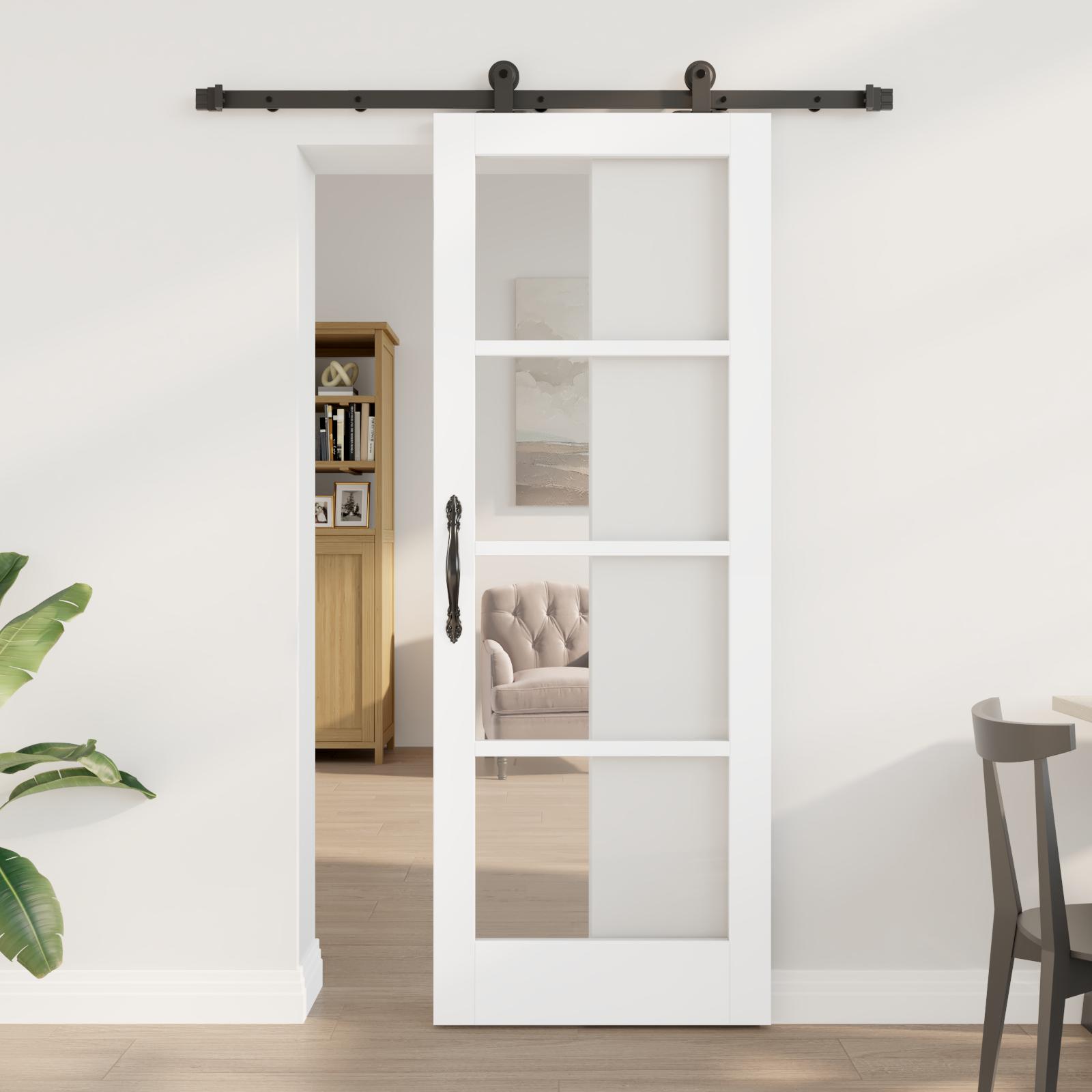 Glidende Dør med Hardware Sæt 'ORKDAL'Hvid 73.5 x 198.5 cm