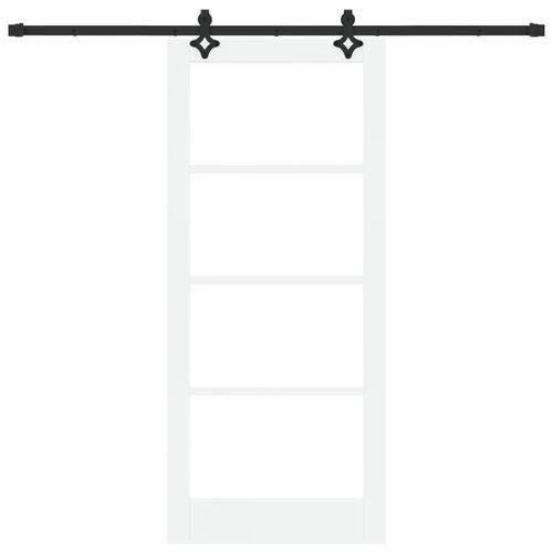 Glidende dør med hardware sæt hvid 86x198,5 cm massivtræ fyr, indendørs dør med glas 'ORKDAL'hvid 86x198,5x4 cm