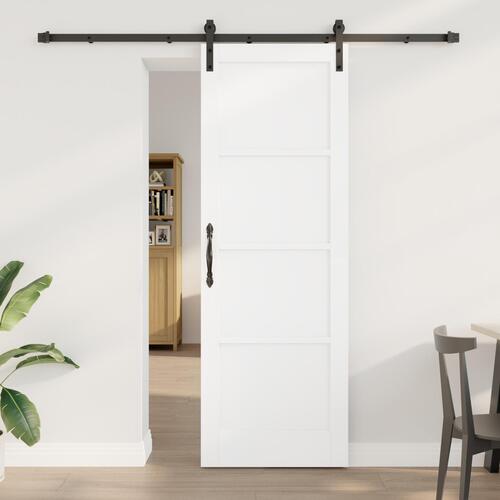 Glidedør med Hardware Sæt Hvid 73,5x211 cm Solid Træ Fyrretræ