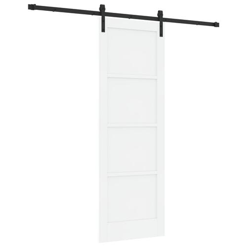 Glidedør med Hardware Sæt Hvid 73,5x211 cm Solid Træ Fyrretræ