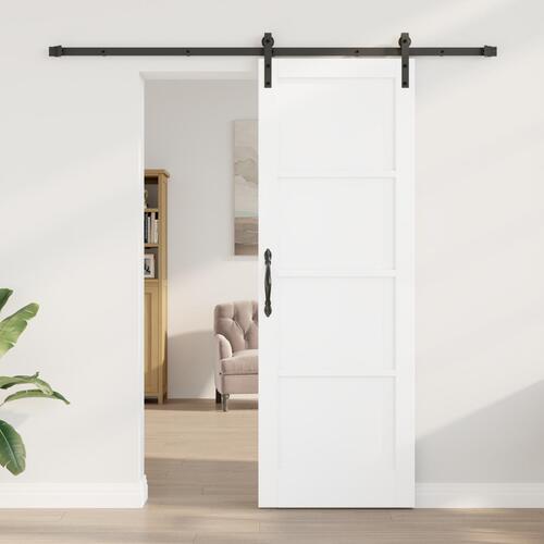 Glidedør med Hardware Sæt Hvid 73,5x211 cm Solid Træ Fyrretræ