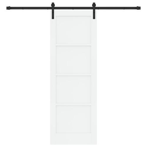 Glidedør med Hardware Sæt Hvid 73,5x211 cm Solid Træ Fyrretræ