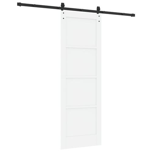 Glidedør med Hardware Sæt Hvid 73,5x211 cm Solid Træ Fyrretræ