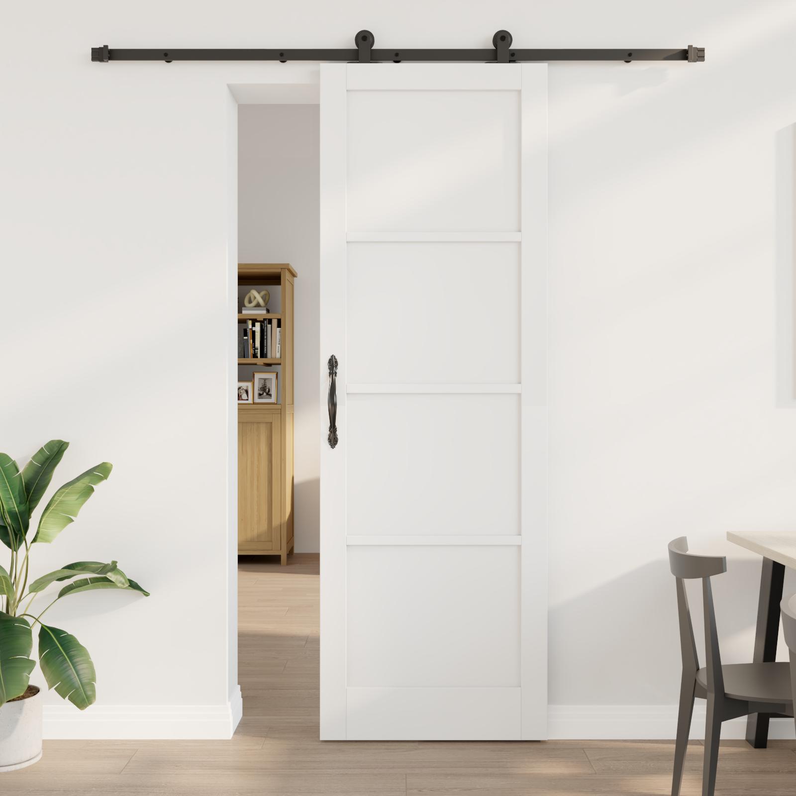 Svingdør med Hardware Sæt 'ORKDAL'Hvid Massivt Fyrretræ