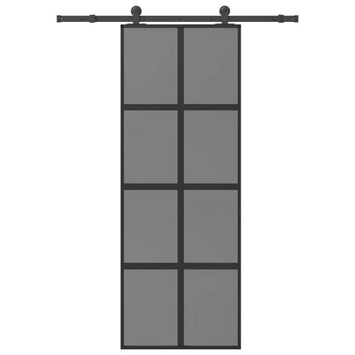 Skydedør med hardwaresæt 76x205 cm hærdet glas og aluminium
