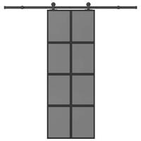Skydedør med hardwaresæt 76x205 cm hærdet glas og aluminium