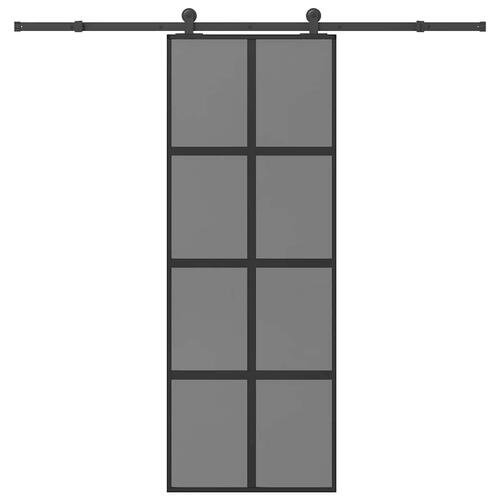 Skydedør med hardwaresæt 76x205 cm hærdet glas og aluminium