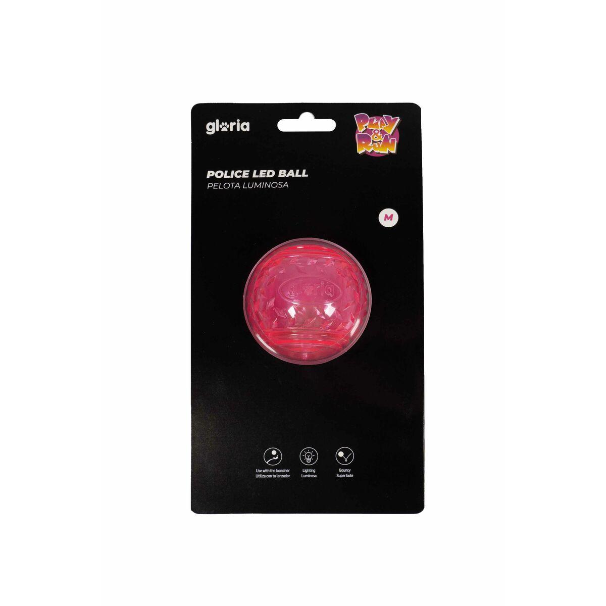Gloria PLAY AND RUN hundebold med LED, pink, 6,35 cm (TPR)