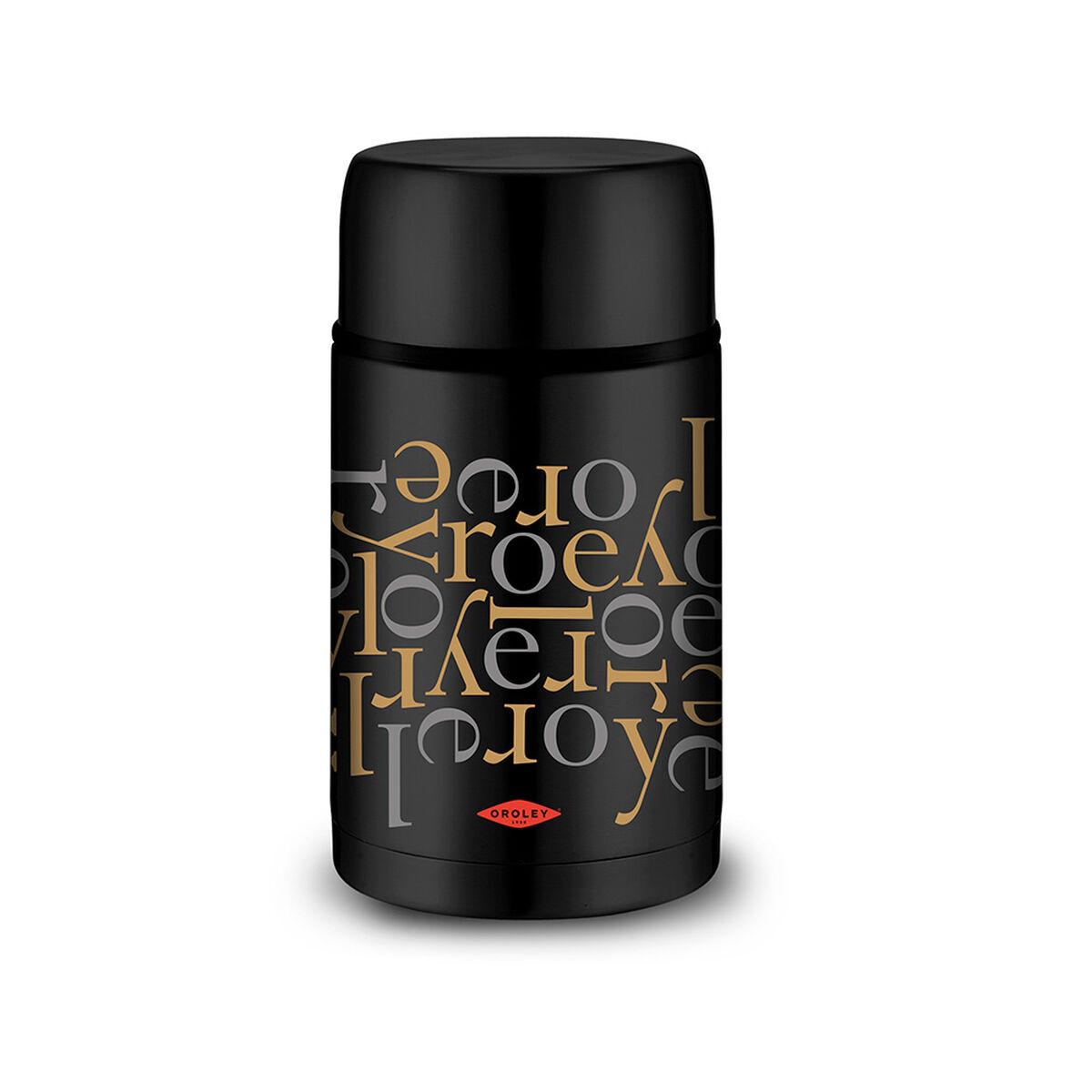 Oroley termokande 1 l - sort rustfrit stål med bogstaver