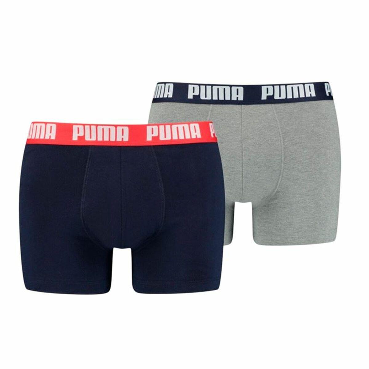 Puma Basic boxershorts 2-pak - Grå/Marine, XL, 100% bomuld