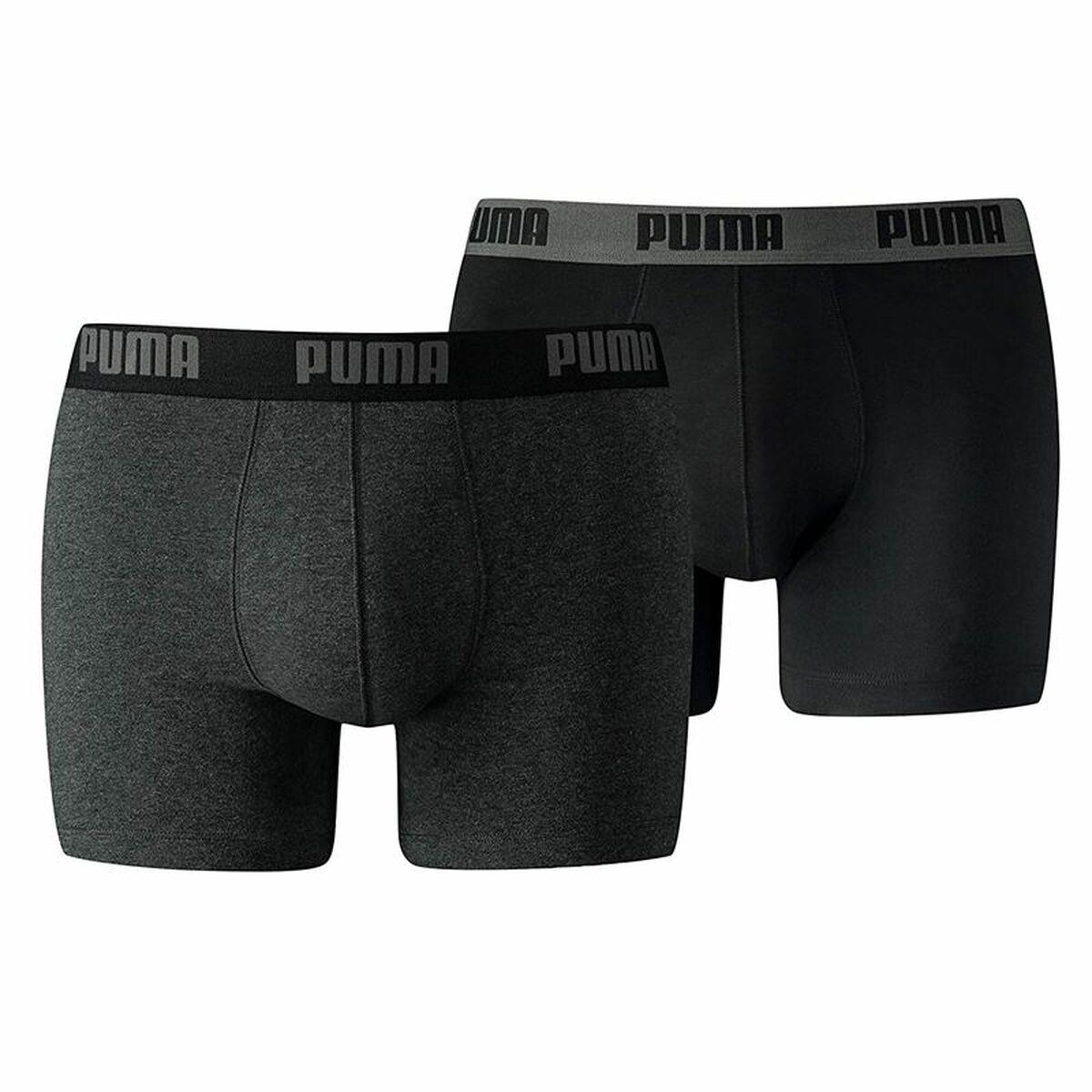 Puma Basic boxershorts 2-pak - grå/sort - 2XL - 100% bomuld