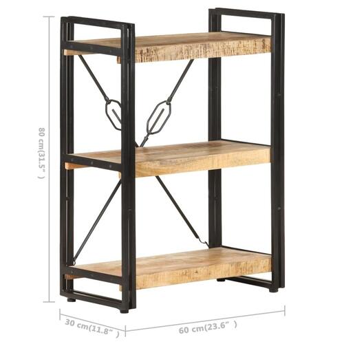 Bogreol m. 3 hylder 60x30x80 cm massivt mangotræ
