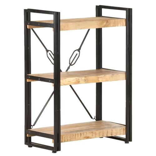 Bogreol m. 3 hylder 60x30x80 cm massivt mangotræ