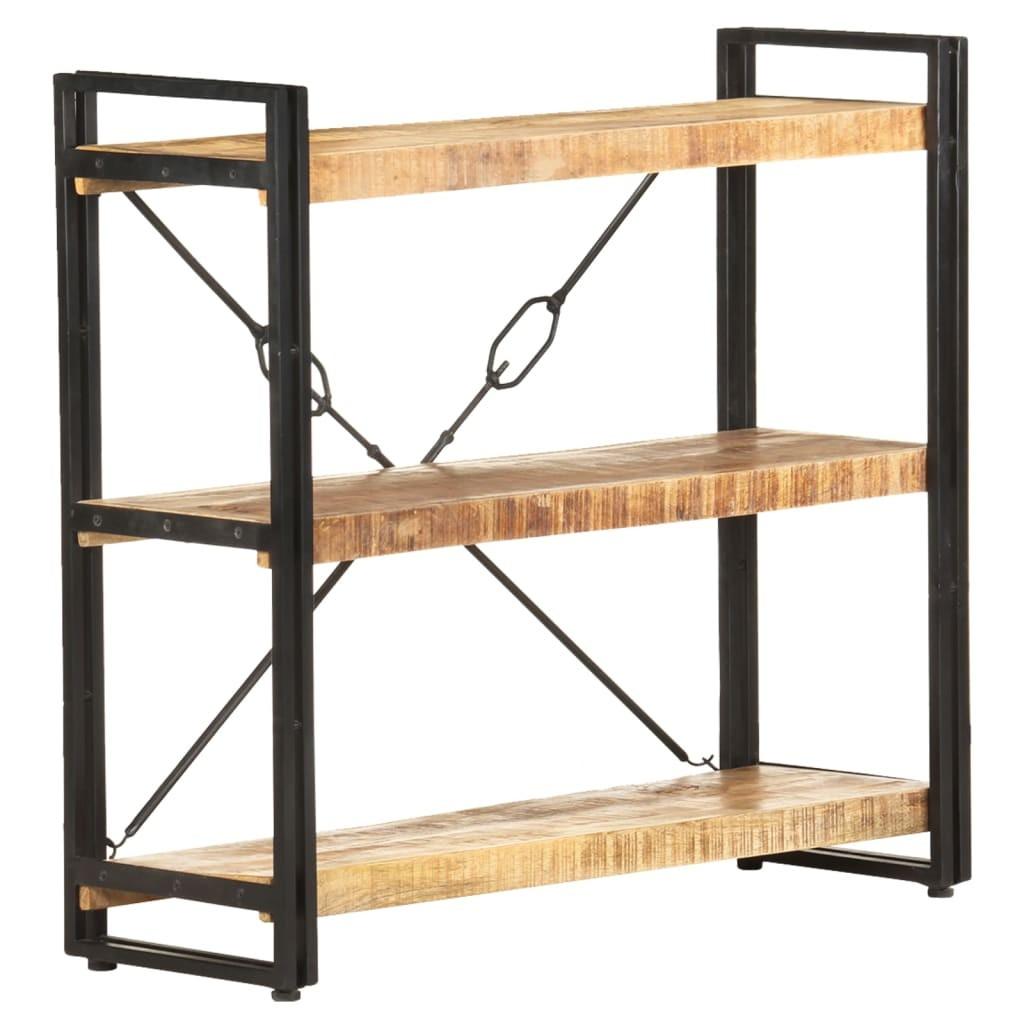Bogreol m. 3 hylder 90x30x80 cm massivt mangotræ