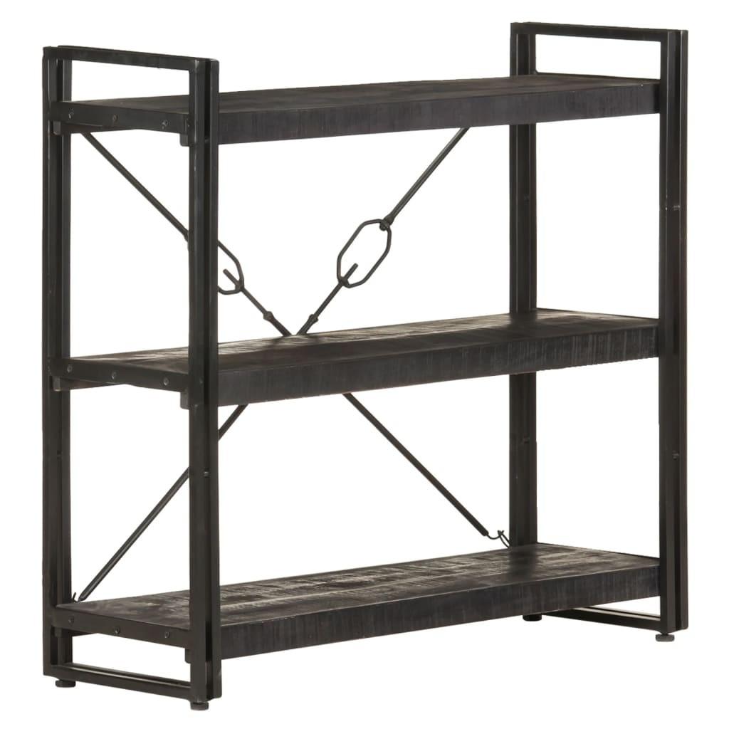 Bogreol m. 3 hylder 90x30x80 cm massivt mangotræ sort