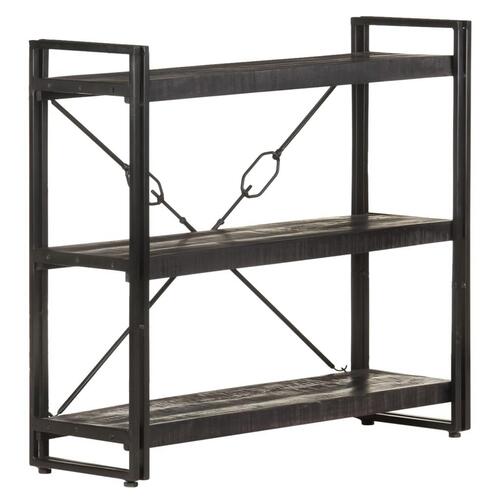 Bogreol m. 3 hylder 90x30x80 cm massivt mangotræ sort