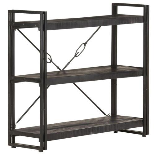 Bogreol m. 3 hylder 90x30x80 cm massivt mangotræ sort