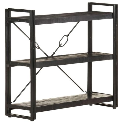 Bogreol m. 3 hylder 90x30x80 cm massivt mangotræ sort