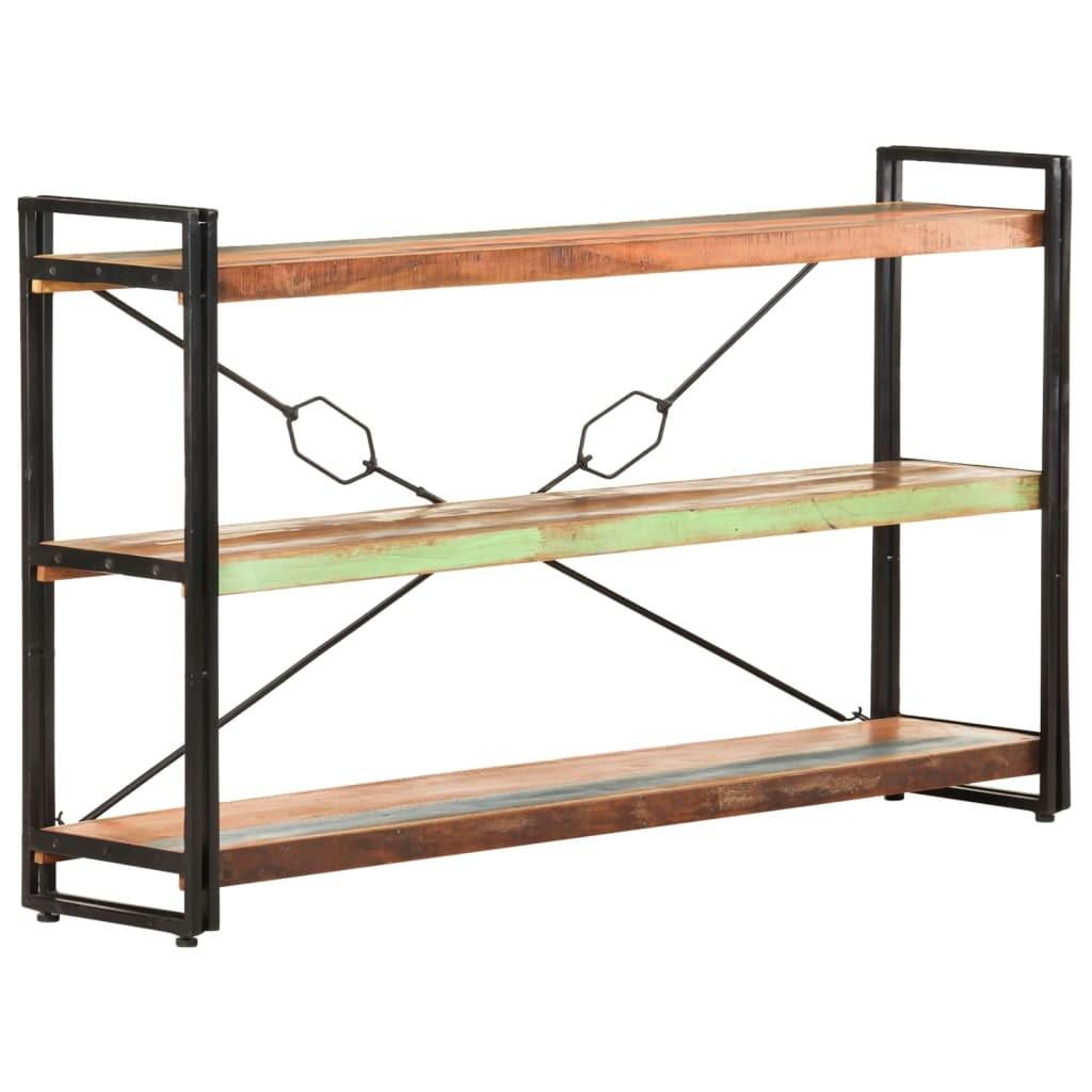 Bogreol m. 3 hylder 140x30x80 cm massivt genbrugstræ