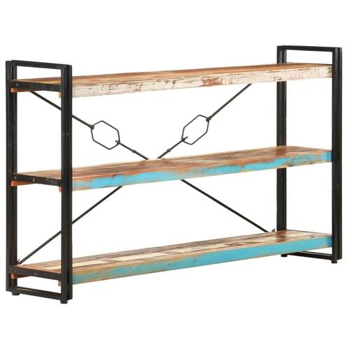 Bogreol m. 3 hylder 140x30x80 cm massivt genbrugstræ