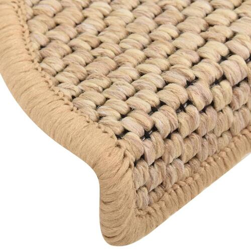 Selvklæbende trappemåtter 15stk. 56x17x3cm sisal-look lys beige