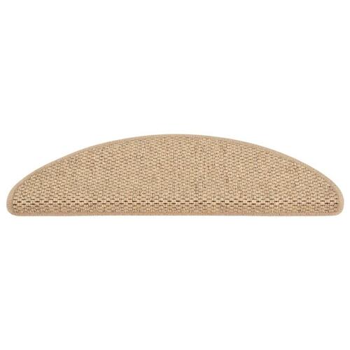 Selvklæbende trappemåtter 15stk. 65x21x4cm sisal-look sandfarve