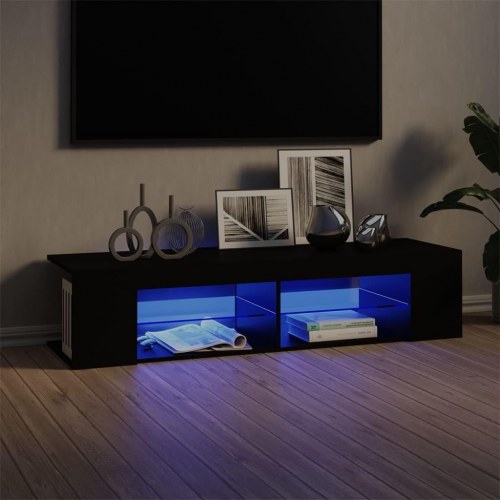 Tv-skab med LED-lys - 135 × 39 × 30 cm, sort