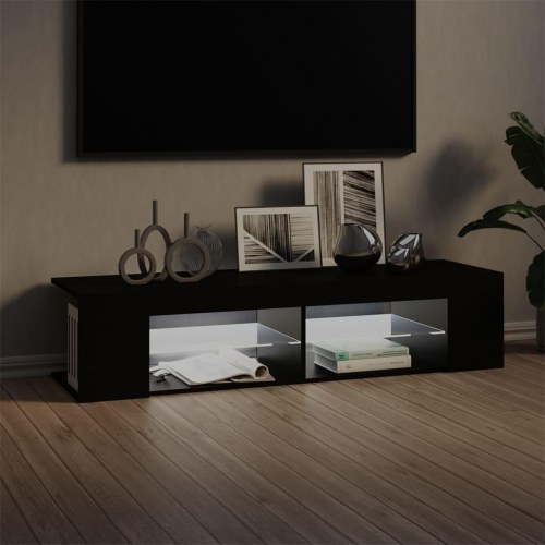 Tv-skab med LED-lys - 135 × 39 × 30 cm, sort