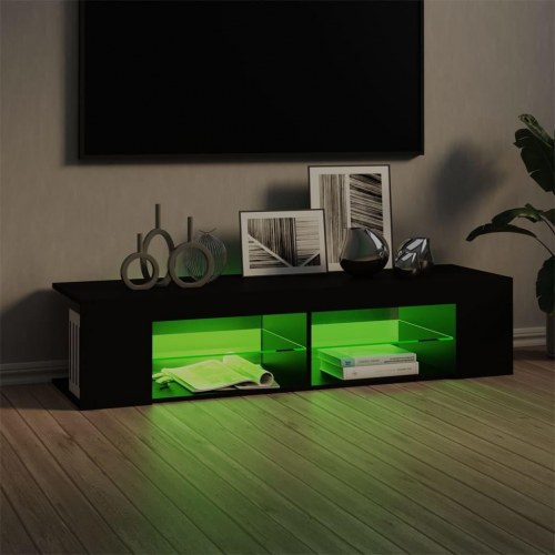 Tv-skab med LED-lys - 135 × 39 × 30 cm, sort