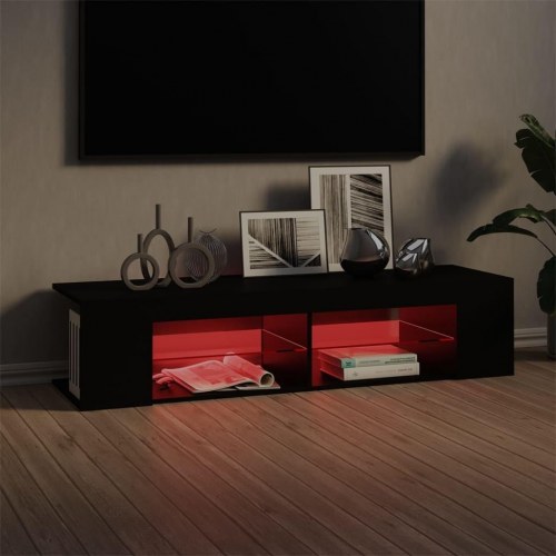Tv-skab med LED-lys - 135 × 39 × 30 cm, sort