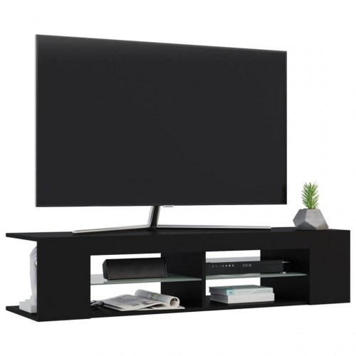 Tv-skab med LED-lys - 135 × 39 × 30 cm, sort