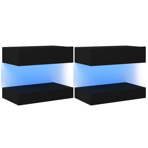 Tv-skabe med LED-lamper 2 stk. 60x35 cm sort