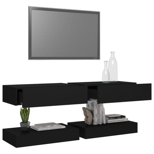 Tv-skabe med LED-lamper 2 stk. 60x35 cm sort