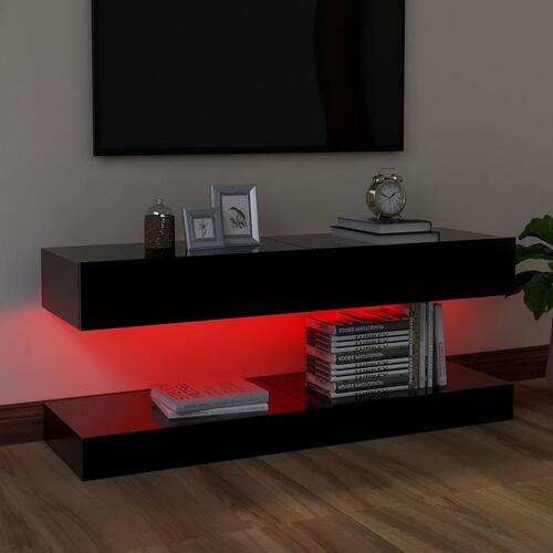 Tv-skabe med LED-lamper 2 stk. 60x35 cm sort