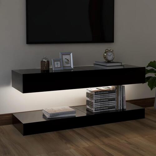 Tv-skabe med LED-lamper 2 stk. 60x35 cm sort