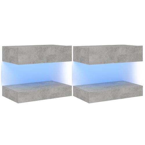 Tv-skabe med LED-lamper 2 stk. 60x35 cm betongrå