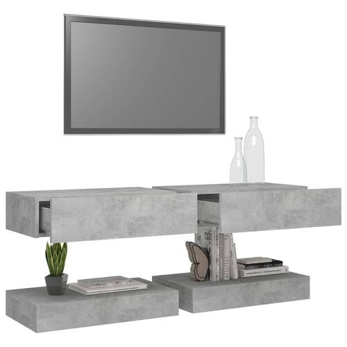 Tv-skabe med LED-lamper 2 stk. 60x35 cm betongrå
