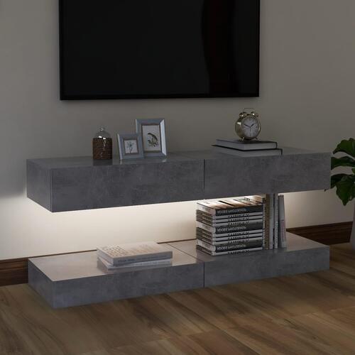Tv-skabe med LED-lamper 2 stk. 60x35 cm betongrå