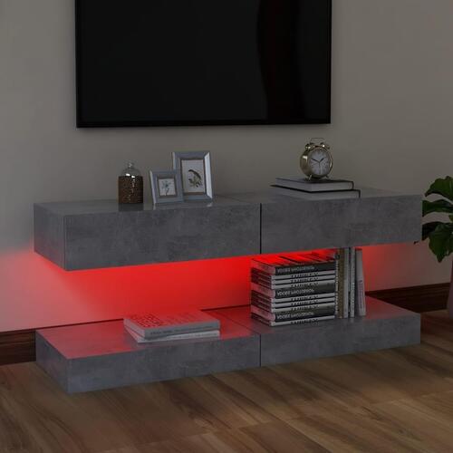 Tv-skabe med LED-lamper 2 stk. 60x35 cm betongrå