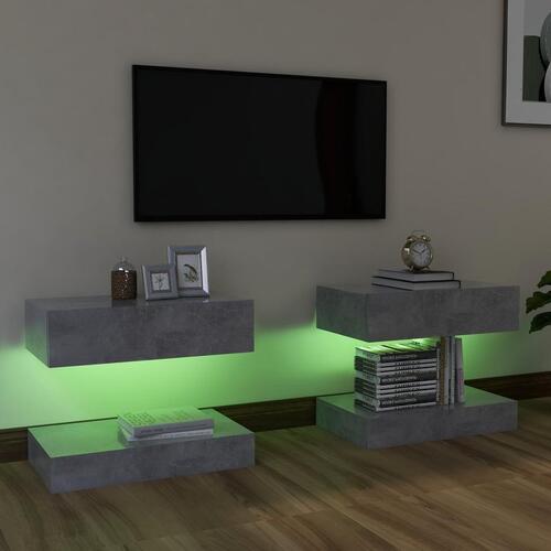 Tv-skabe med LED-lamper 2 stk. 60x35 cm betongrå