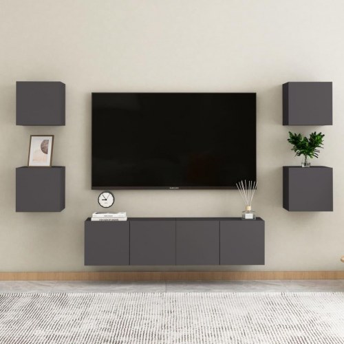 Væghængte tv-skabe 2 stk. 30,5x30x30 cm grå