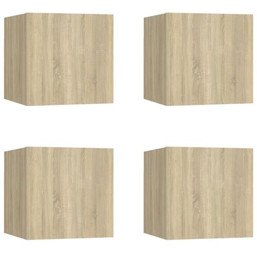 Væghængte skabe 4 stk. 30,5x30x30 cm sonoma-eg