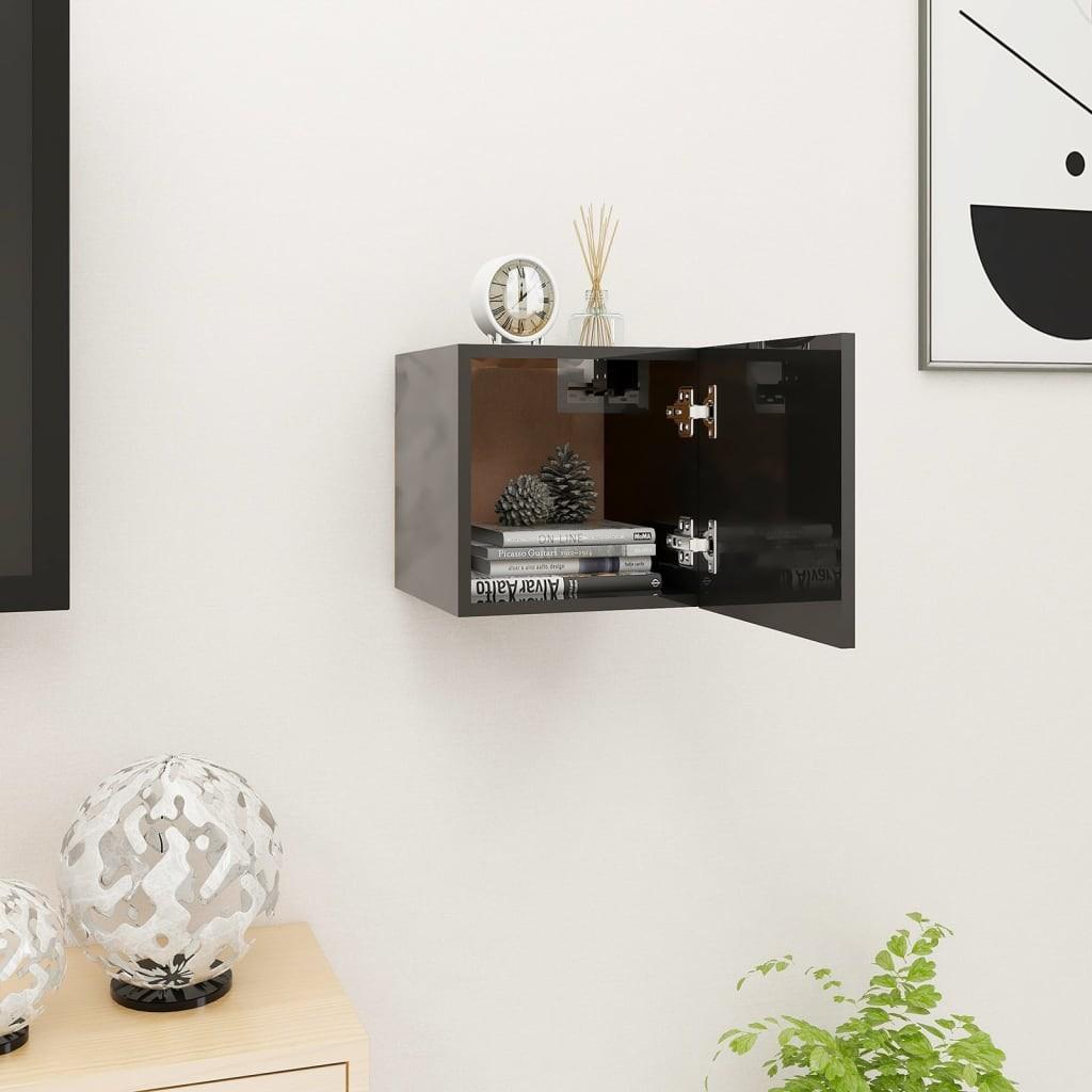 Væghængt tv-skab 30,5x30x30 cm sort højglans